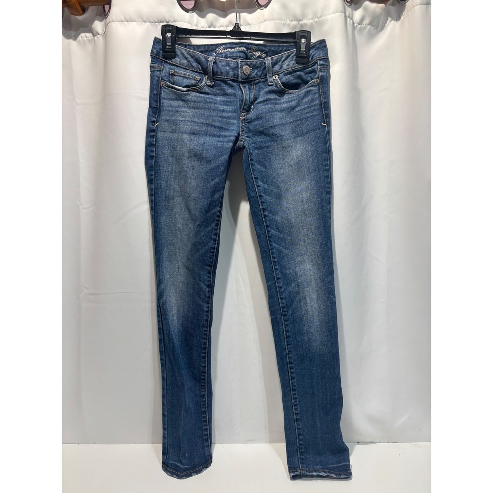American Eagle Skinny Jeans Womens 2 Blue Stretch Low Rise Denim 04237460